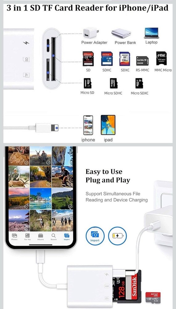 Lightning to SD/TF Camera Multi Function Adapter S-309