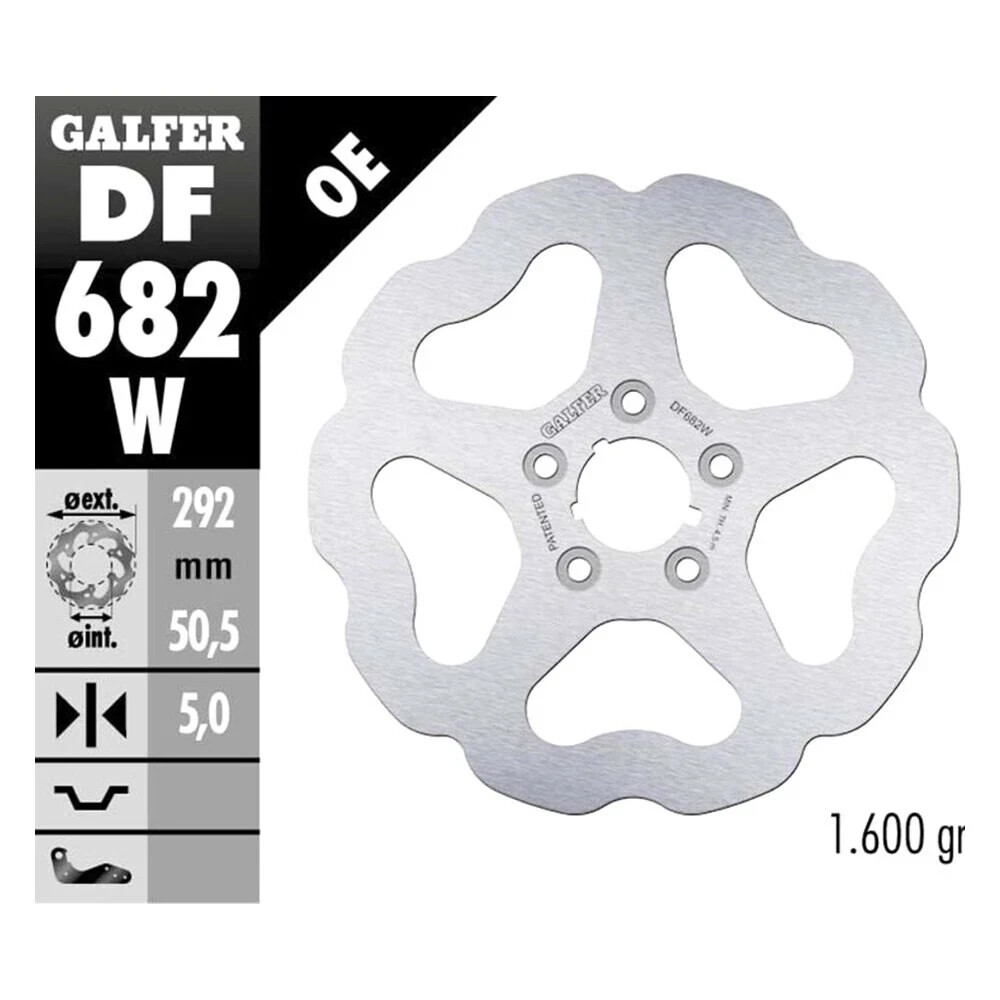 Solid Wave Brake Rotor Galfer DF682W Rear Disc