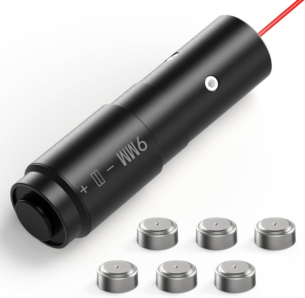 Durable Metal 9mm Laser Bore Sighter with Tail Button - Enhanced Aiming System