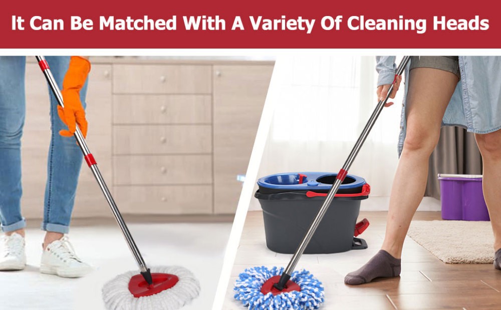 Spinning Mop Pole Handle Replacement 360° Rotating without Microfiber Mop Heads