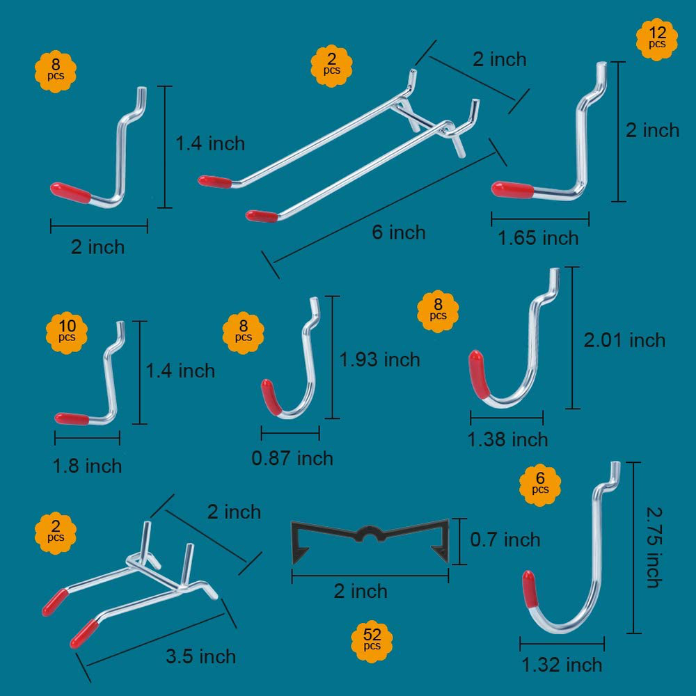 148PCS Pegboard Accessories Organizer Kit Bins Storage Set for Tools Black