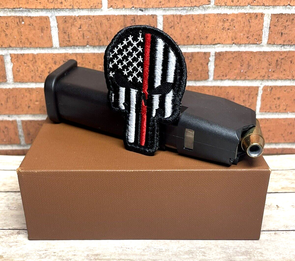 Punisher Patch, Embroidered Tactical Morale Thin Red Line Firefighter Patch