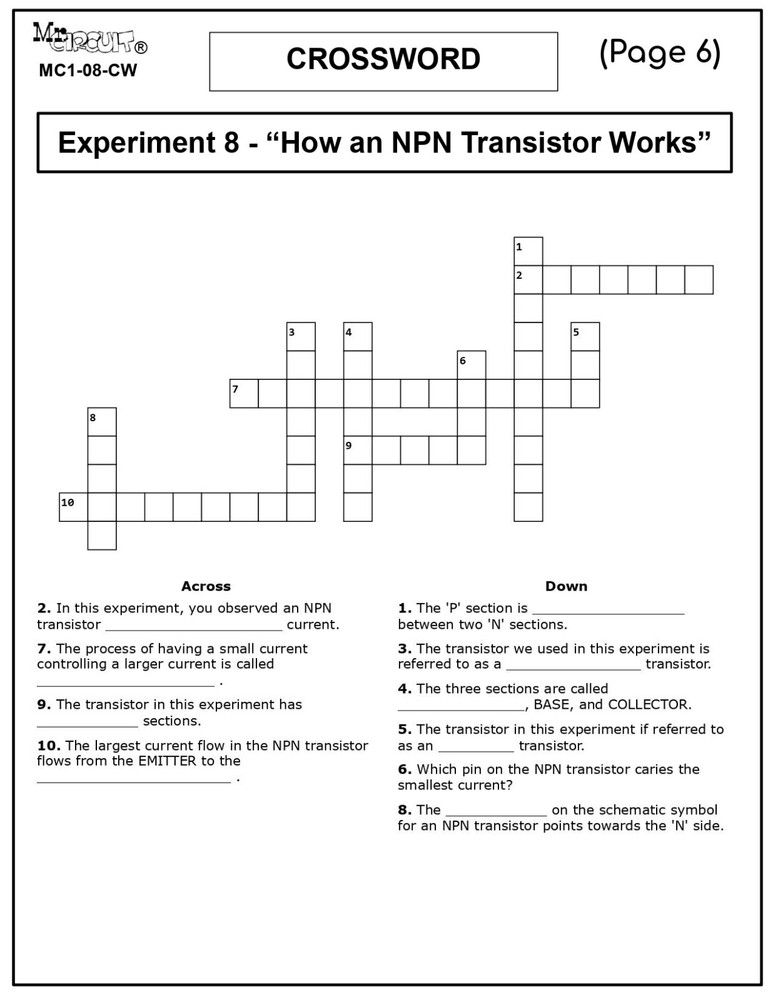 5th Grade- Lesson Plan #Exp08 "HOW AN NPN TRANSISTOR WORKS" Science-Electronics
