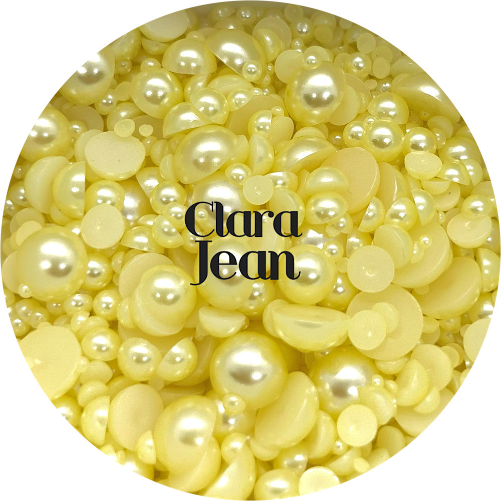 Flat Back Non-Hot Fix Pearls - Pastel Yellow