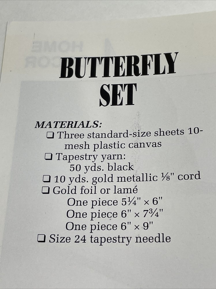 Annie's Attic Butterfly Set Plastic Canvas Pattern Page
