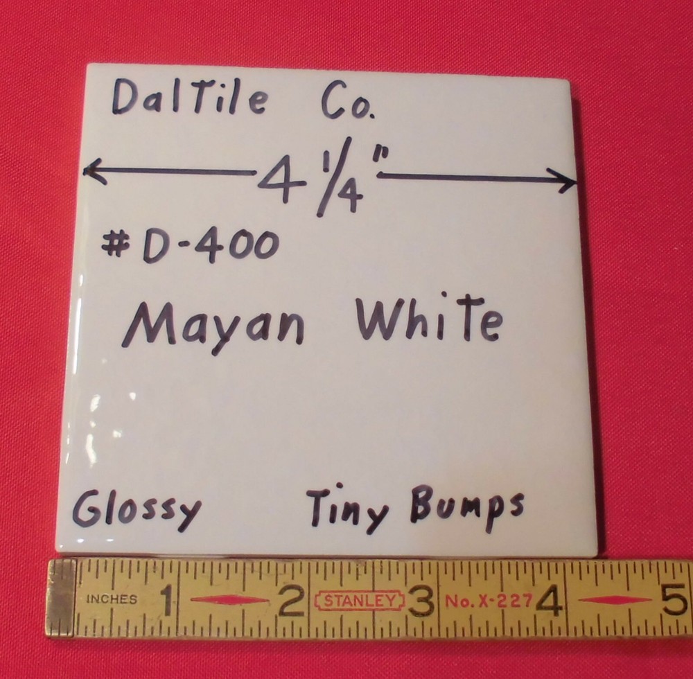 1 pc. Mayan White: Glossy Ceramic Tile by Daltile 4-1/4" Tiny Bumpy, Dimple NEW