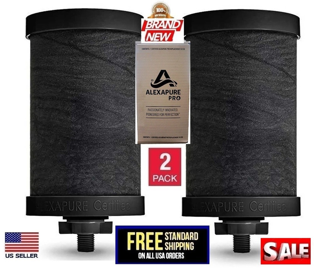Genuine Alexapure PRO 2387 Replacement Water Filter x2 Filter Pack Black