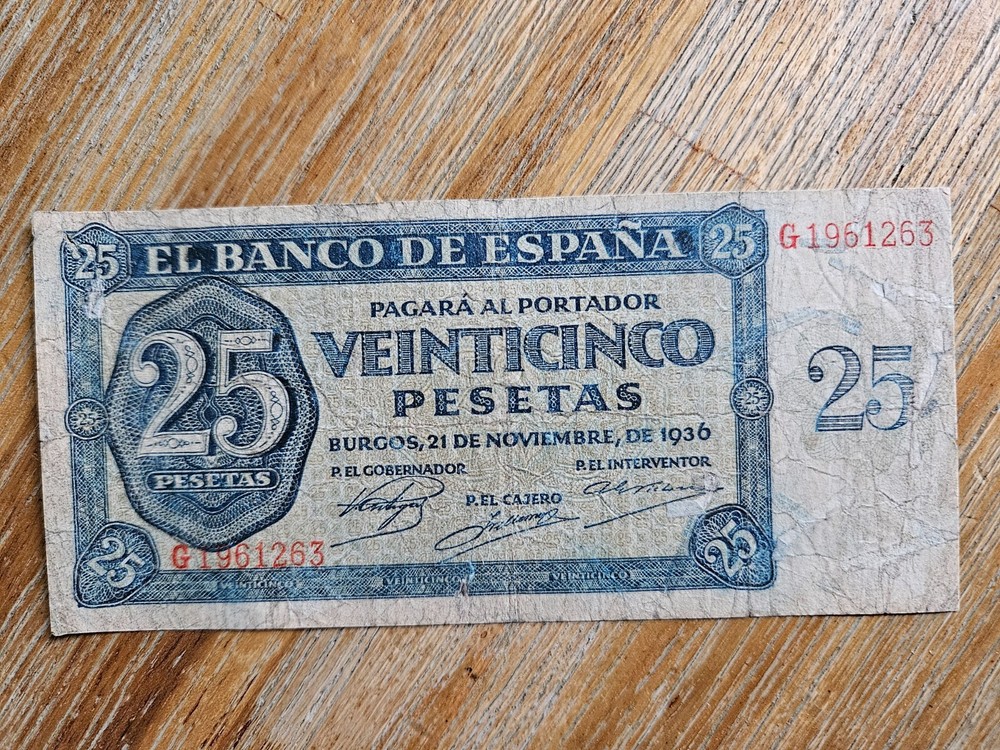 Spain 25 pesetas 1936 banknote