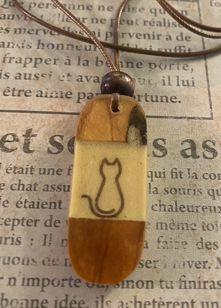 Olive Wood Epoxy Necklace Handmade