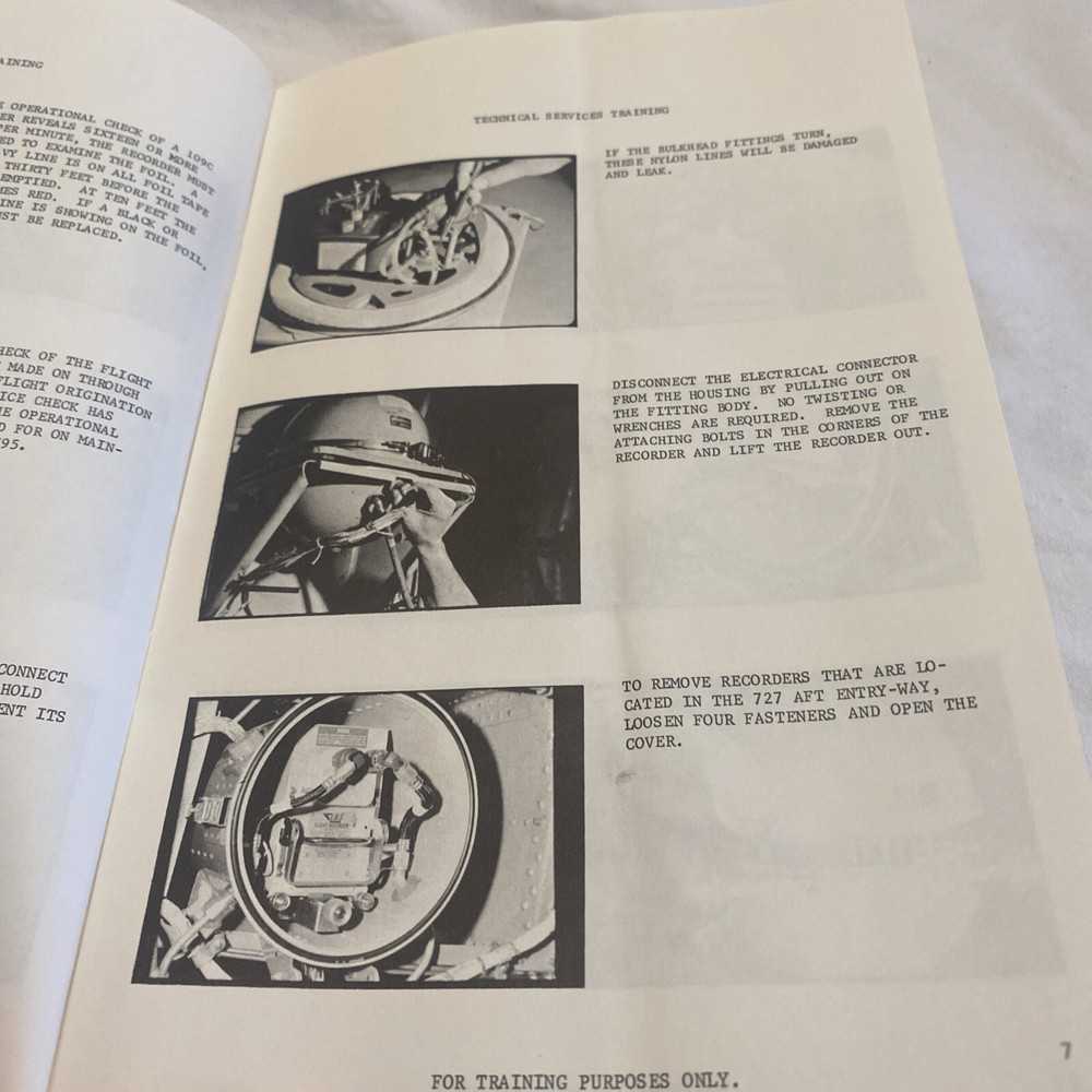 TWA FLIGHT RECORDER SERVICING TECHINICAL SERVICES TRAINING MANUAL MAY 1969 16pgs