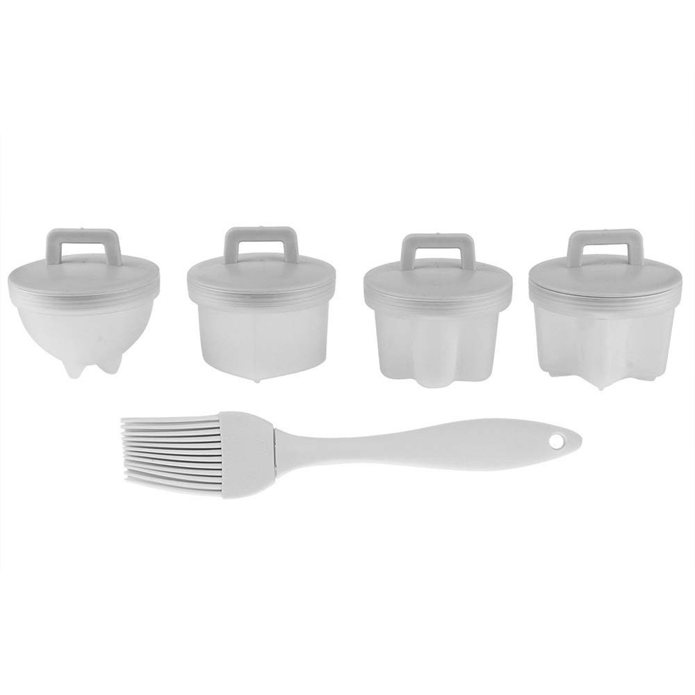 Boiled Egg Maker, 4Pcs Plastic Egg Cooker Boiler Pudding Mold with Oil Brush,...