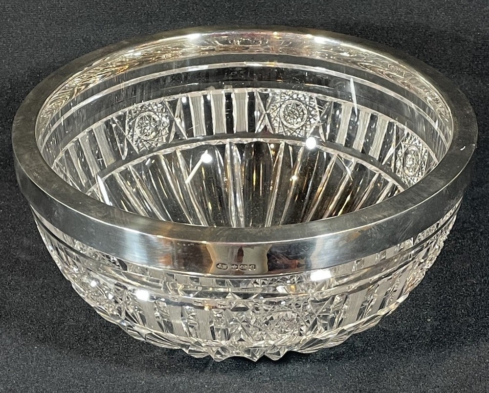 An 19thC Silver Mounted Cut Glass Centrepiece Bowl Hallmarked