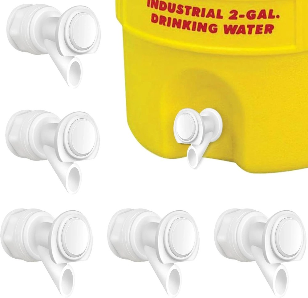 5 PCS White Push Button Water Spigot Replacement for Igloo 2-10 Gallon Cooler