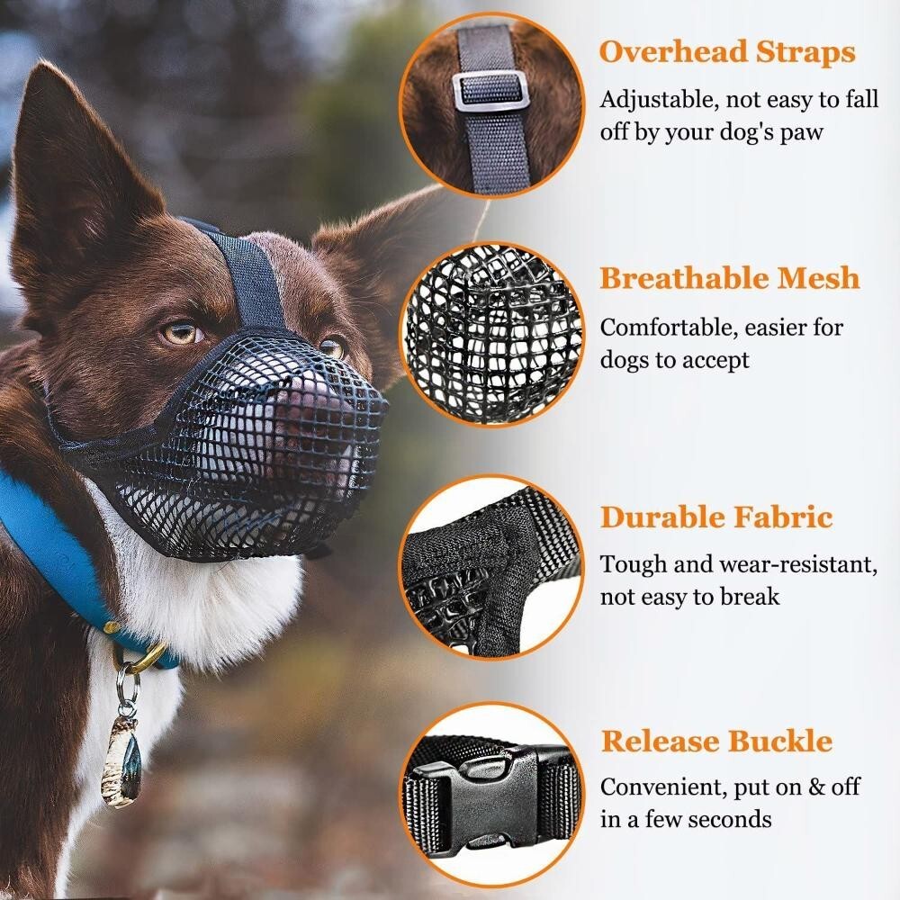 Adjustable Pet Dog Muzzle Mouth Cover Anti-lick Biting Chewing Barking Mesh Mask