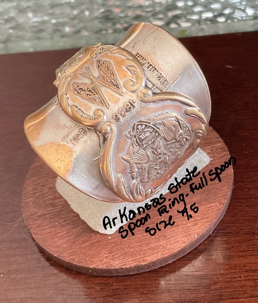 State Spoon Ring Arkansas Size 7.5 Unisex Handmade