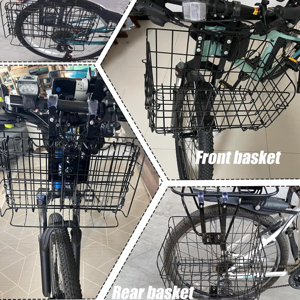 Bicycle Front Basket Folding Wire Basket Handlebar Easy Install