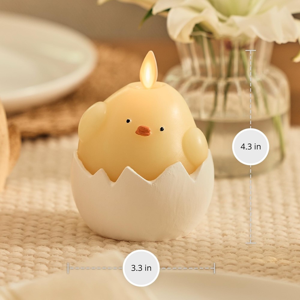 Flameless LED Easter Chick Candle 3.3 x 4.3 Decorative Luminara Hatching
