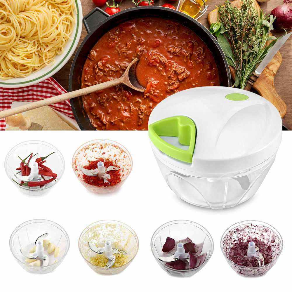 Easy Hand Pull Manual Food Garlic Fruit Processor Chopper Blender Mixer Mincer