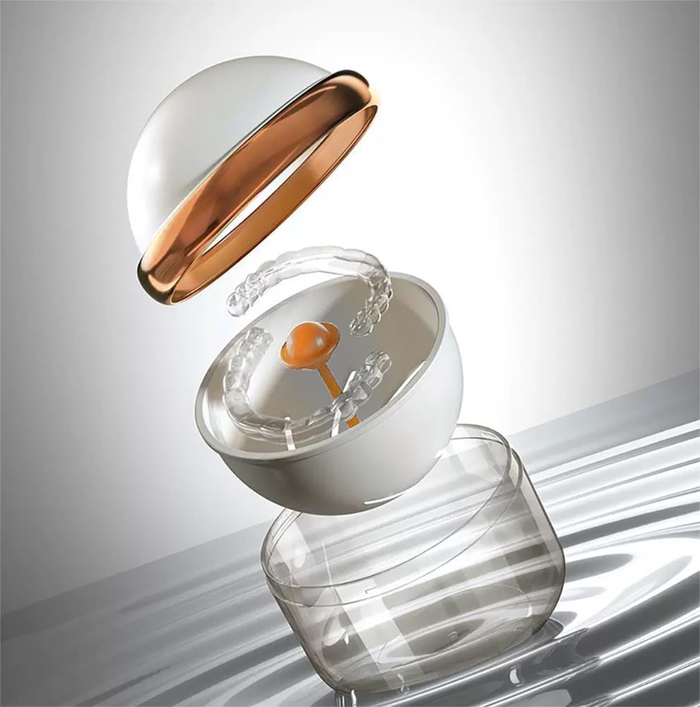 AARAINBOW Retainer Cleaner Case, Clear Denture Large A White