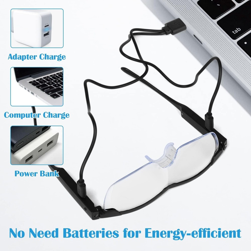 Magnifying Glasses with Light, 200% Magnification, USB Rechargeable Lighted M...