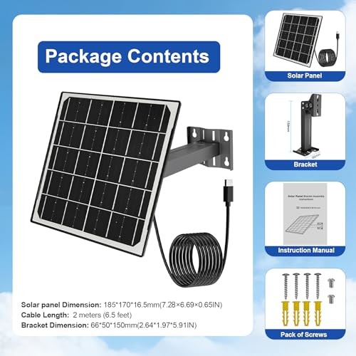 Eco-friendly 6W 5V Monocrystalline Solar Panel, Type-C Interface, IP66 Black6