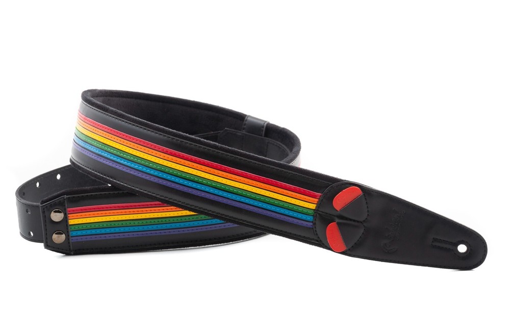 RightOn! Mojo Prisma Rainbow Black Guitar Strap