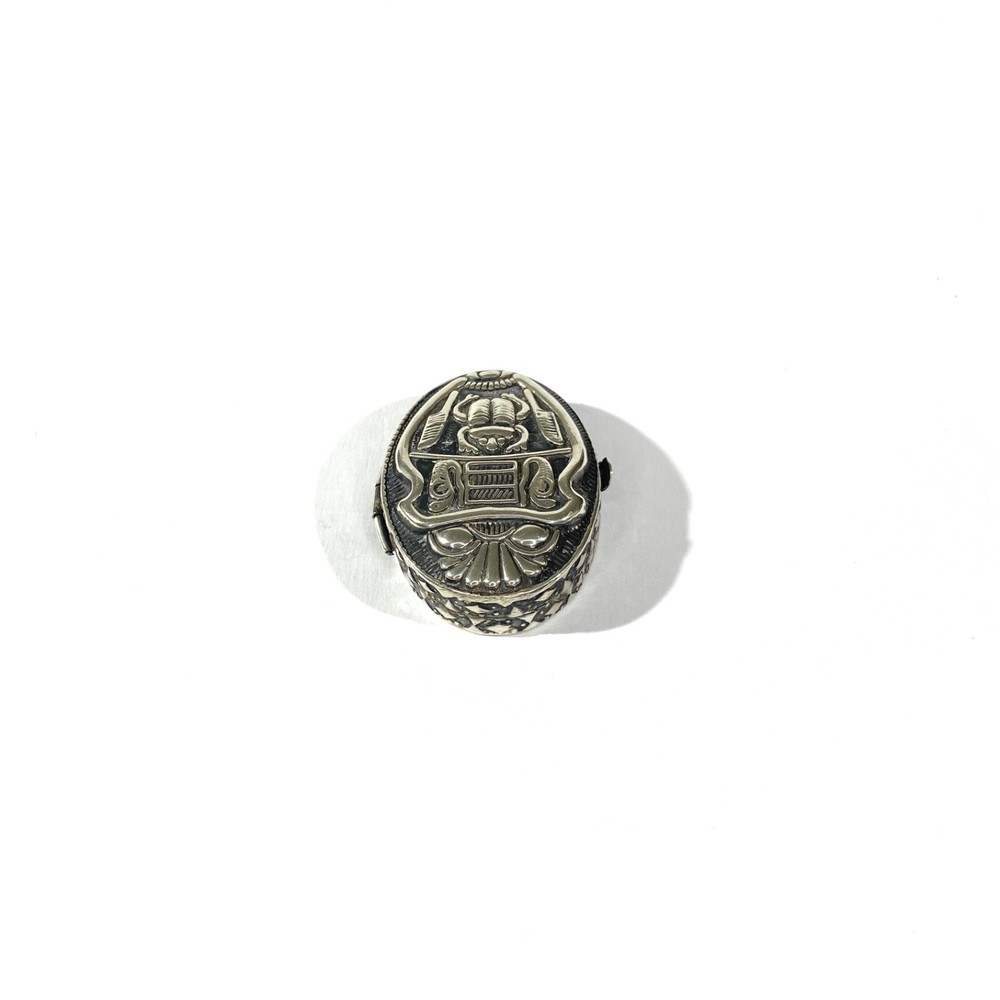 Vintage Heavy Solid Silver Egyptian Pill Box , Hallmarked