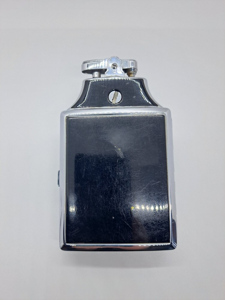 Vtg Ronson Mastercase Art Deco Cigarette Case Combo Lighter Black & Silver As Is