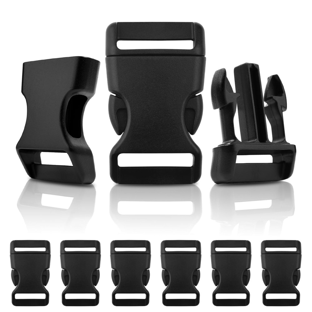 20Pack 1 Inch Curved Side Release Plastic Buckles for Backpack Strap, Paracor...
