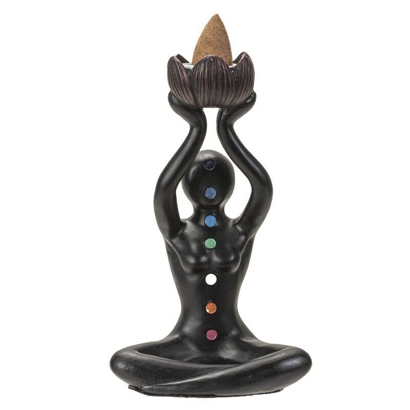 PT  Yoga Pose Chakra Stones Backflow Incense Burner