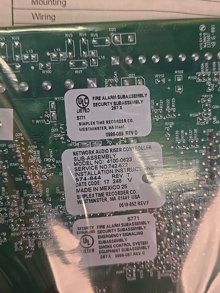 Simplex 4100-0623 Model 742-522 Network Audio Riser Controller Board *NEW*