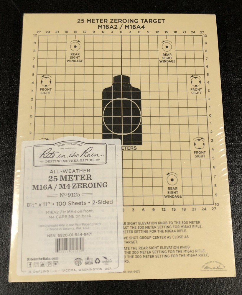 Military Issue 25 Meter Zeroing Target - USMC, Army Range Target (100 Count)