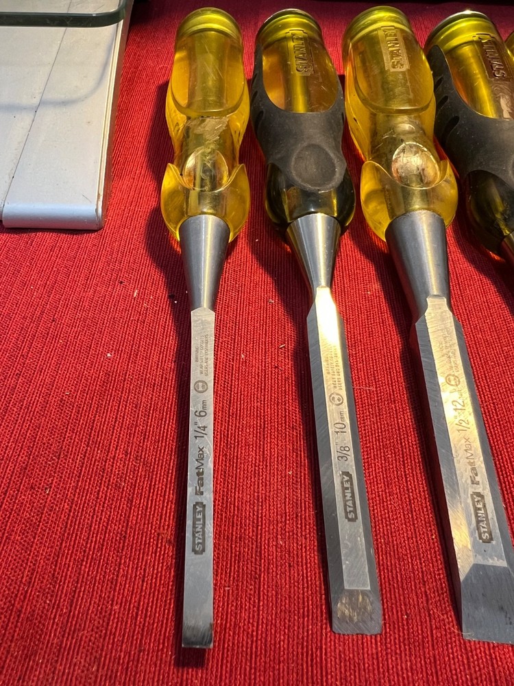 Excellent Stanley 8 Piece Wood Chisel Set FAT.MAX. Used Lightly..See.Notes.**