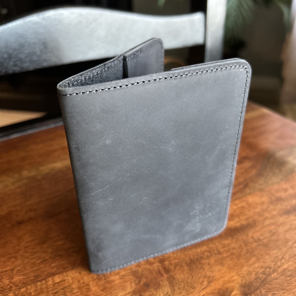 Black Oiled Leather Passport Cover