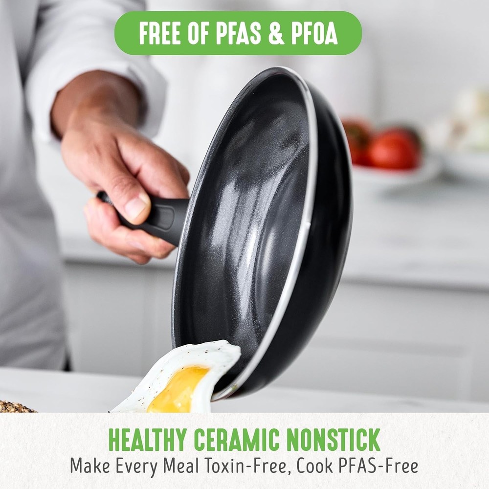 Ceramic Cookware Set, 16-Piece, Oven Safe, Stay-Cool Handles=