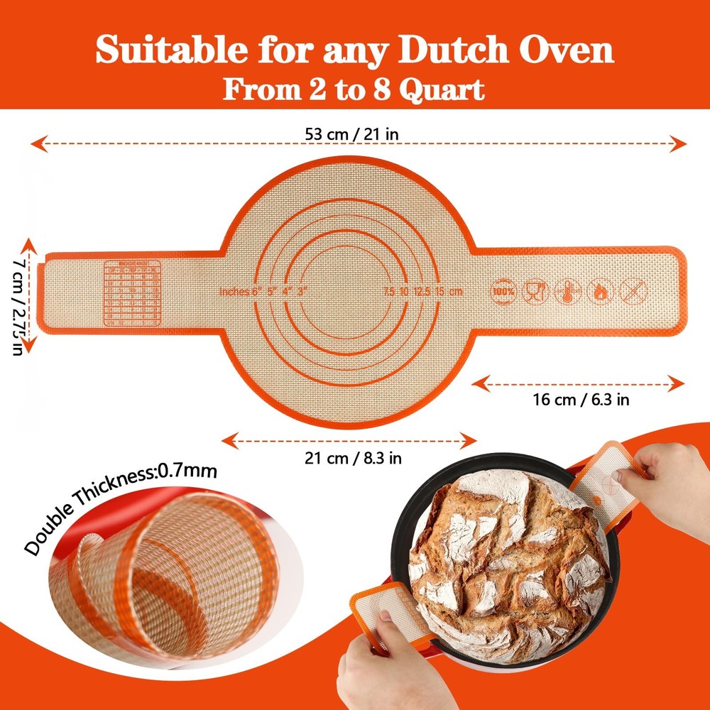UBeesize Thickened Silicone Bread Sling, Reusable Sourdough Bread Baking Mat For