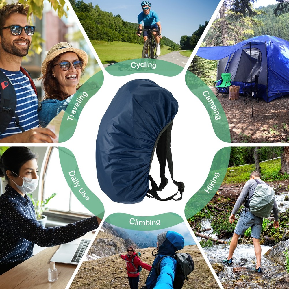 Waterproof Backpack Rain Cover, 30L-40L Backpack Cover [Old Blue]