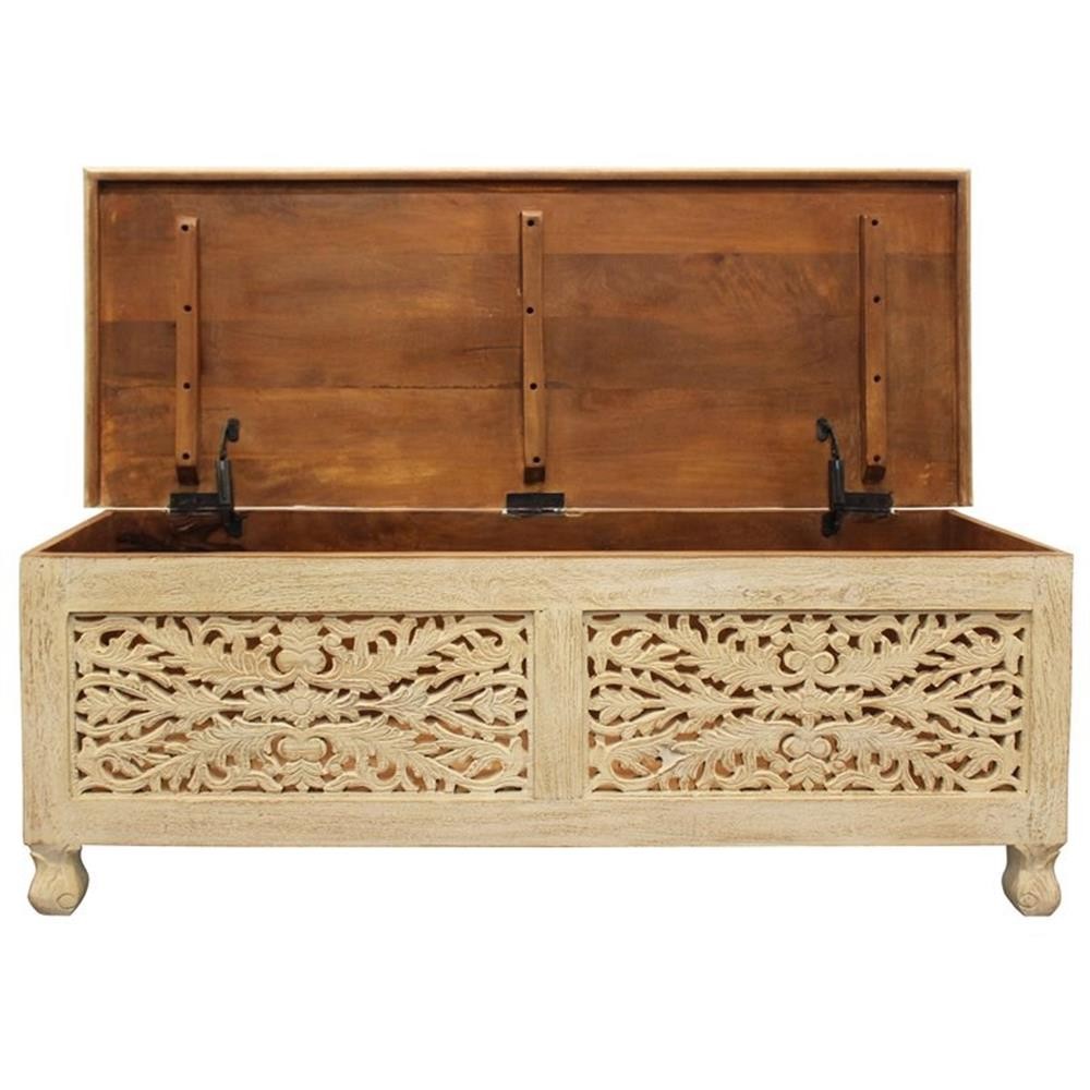Pemberly Row Modern / Contemporary Solid Wood Storage Chest in Ivory