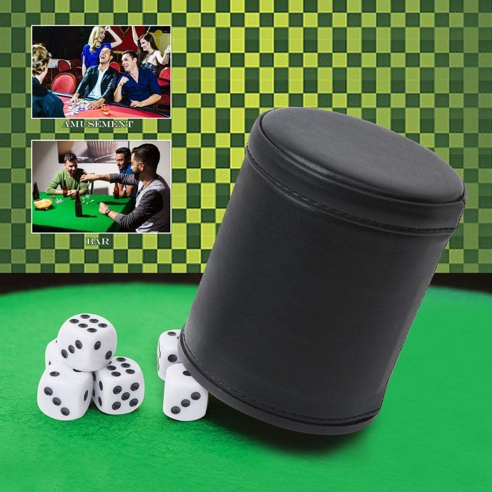 Quiet Rolling Felt Lined Dice Cup with 6 Matching White Dots - Games & Fun