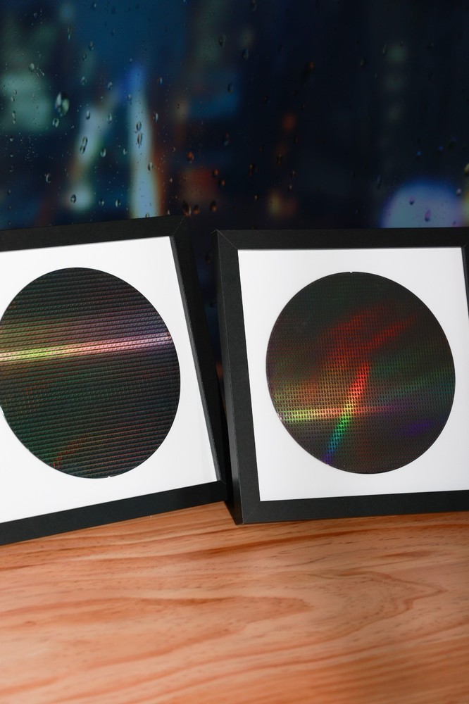 Framed Silicon Wafer Display for Vintage CPU Microchips Tech Wall Art