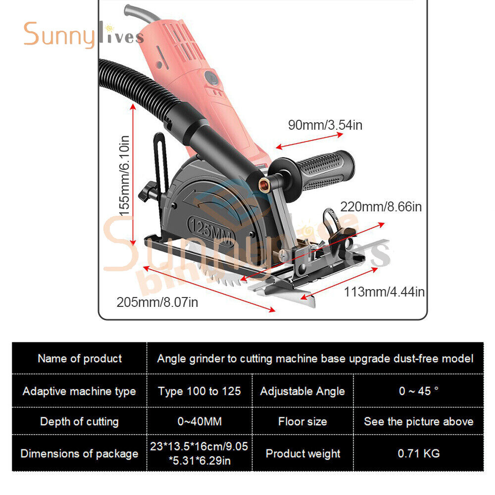 Variable Angle Grinder Cutting Machine Conversion Tool 0-45 ° adjustable