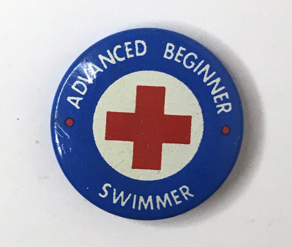 American Red Cross ADVANCED BEGINNER SWIMMER Button Pin 0.75"