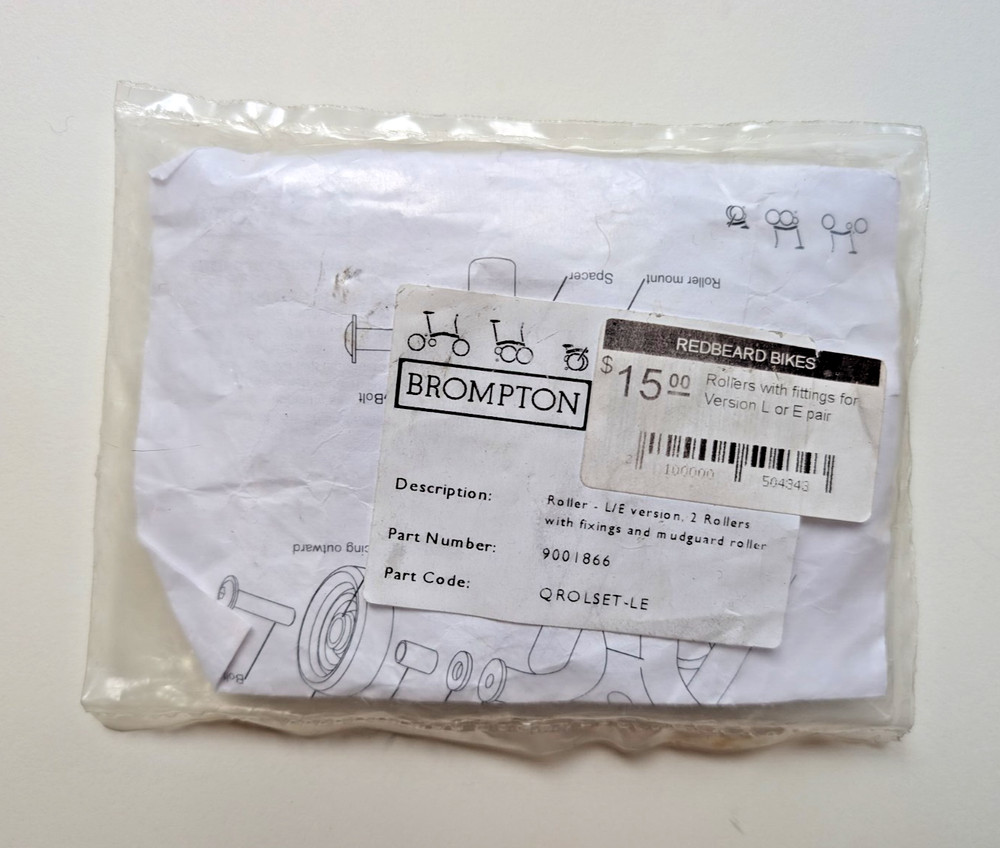 Brompton Roller L/E version - 2 rollers w/ fixings and mudguard roller