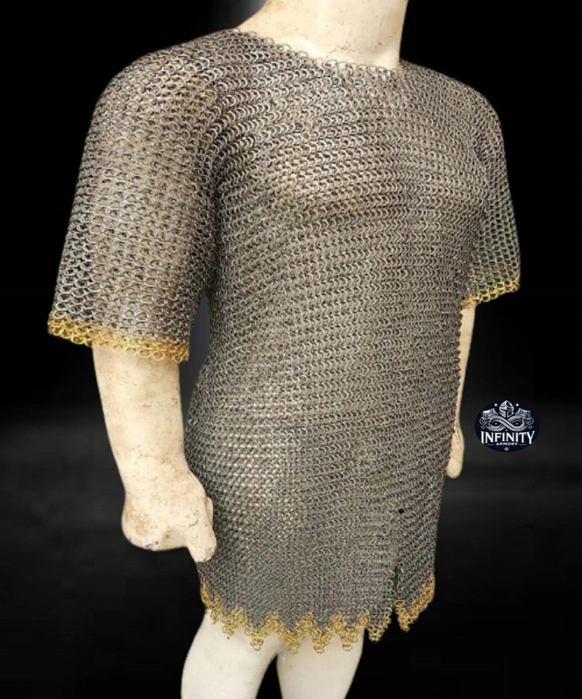 9mm Riveted Chainmail Shirt Brass Zig Zag Row Flat Washer Armor