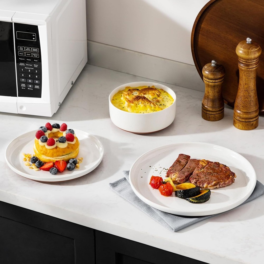 TARA 12-Pc Modern Stoneware Dinnerware Set for 4 - Microwave & Dishwasher Safe