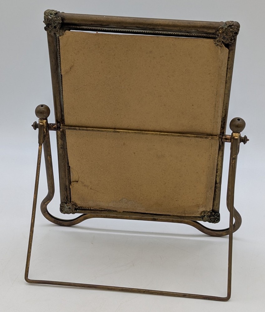 Brass Vanity Shaving Dresser Mirror Rectangular Tilting Beveled Easel Folding