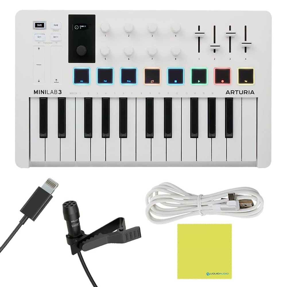 Arturia MiniLab 3 MIDI Keyboard Controller, Lavalier Omnidirectional Mic, USB...