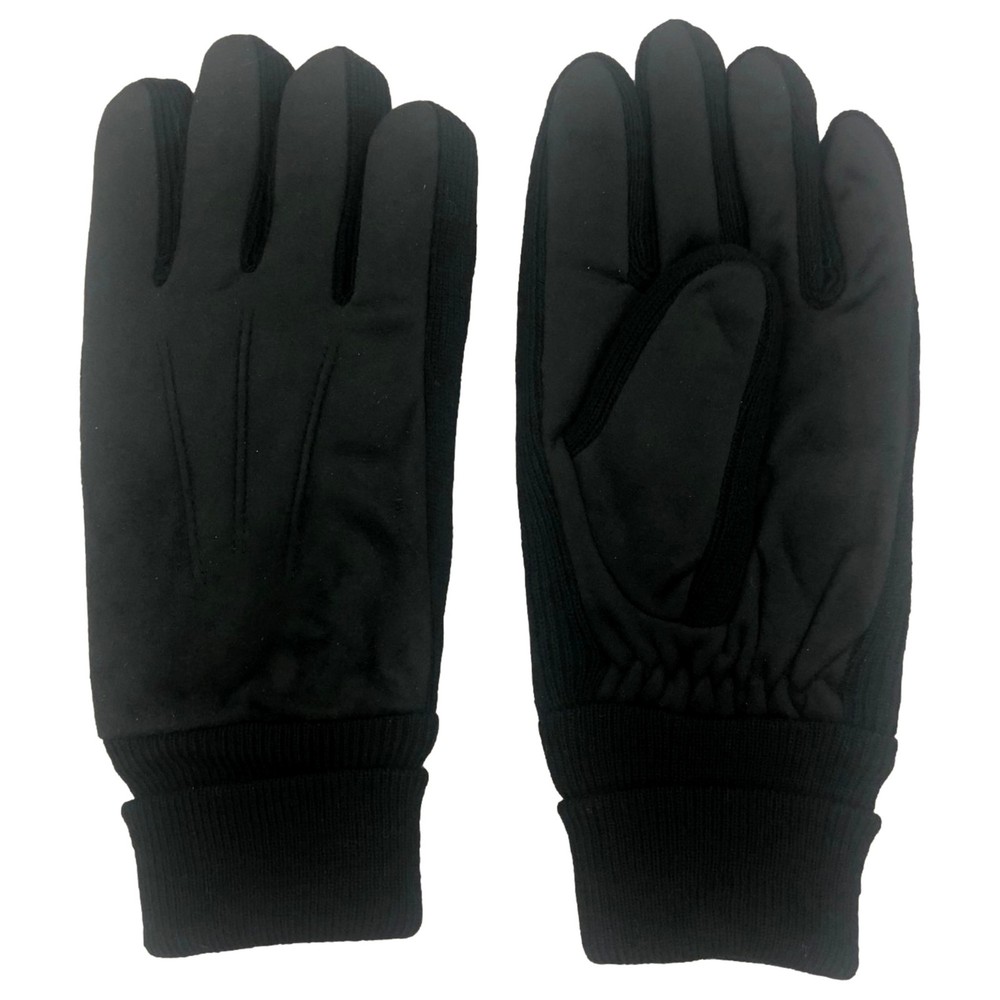 Isotoner Mens Black Cuffed Microfiber Gloves