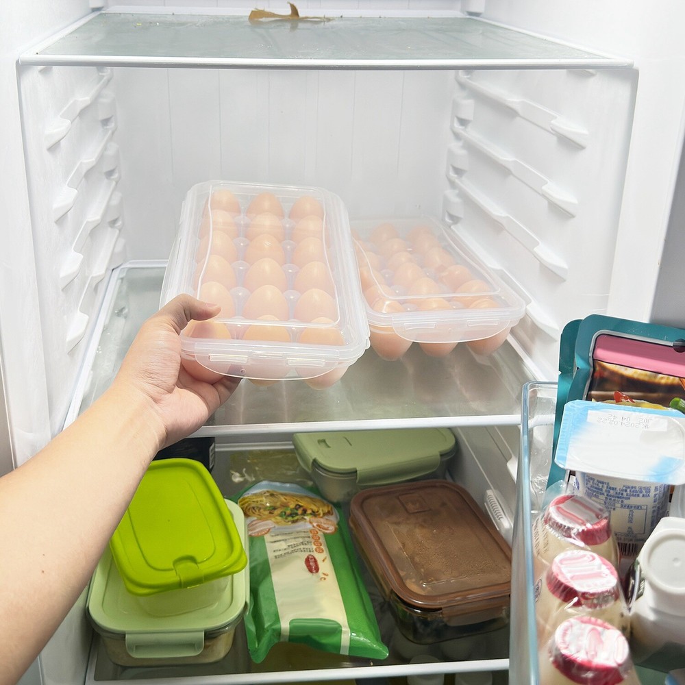 2x Plastic Egg Holder Stackable Egg Storage Box Egg Rack for Refrigerator Fridge