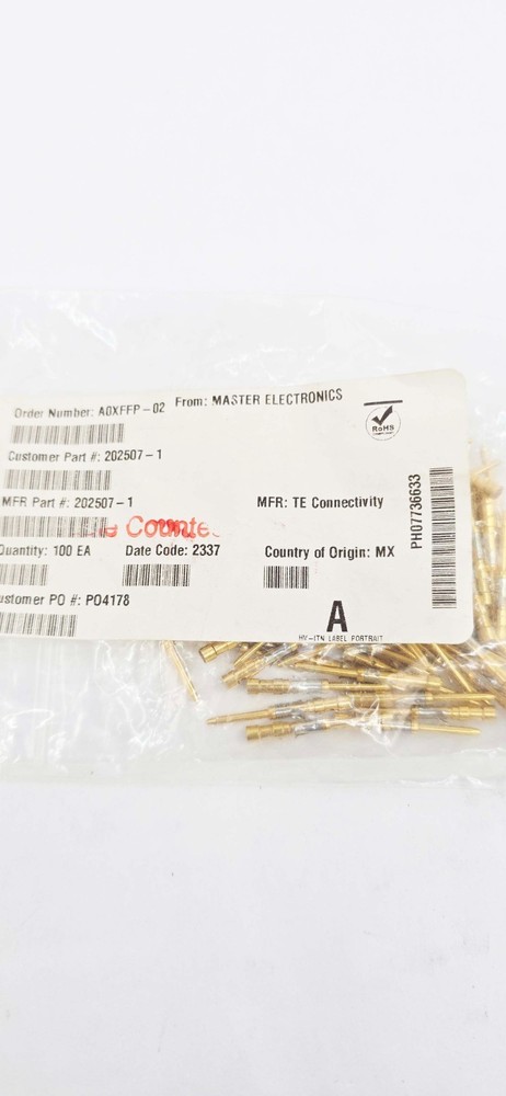 100 PACK - TE Connectivity 202507-1 PCB Connector Contacts Type II Pin